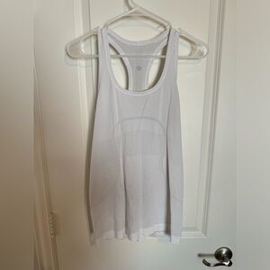 Lululemon white & gray swiftly tech racerback tank top, hip length, size 8